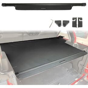 Retractable Tonneau Cover Compatible with Jeep Wrangler JL JLU 4Door 2018 2019 2020 2021 2022 2023 2024 Rear Trunk Cargo Cover Security Shade Luggage Privacy JLU Cover Black,NOT for Soft TOP,4XE