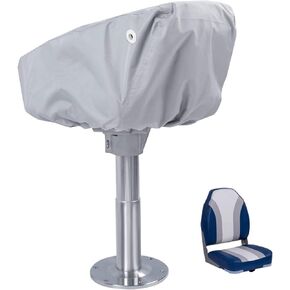 NORTHCAPTAIN 600D Polyester Boat Seat Cover for High-Back Folding Boat Seat,100% Waterproof (Light Grey)