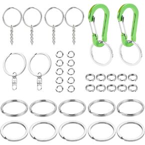 wsiwen Keychain 38 Pcs Set, Key Ring, Pet Leash Buckle, Carabiner Clip, Family Free DIY, Outdoor Camping/Tent Rope Fob, Car Keychain, Keychain Accessories for Men and Women
