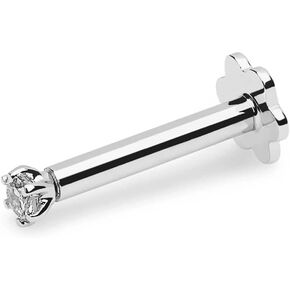 Demira Jewels 0.02 ct Real Diamond 14k Gold Nose Lip Labret Monroe Ring Screw 8 mm Long post