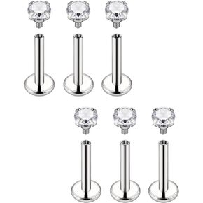 Kridzisw 20G 18G Titanium Nose Rings Studs Internally Threaded Hypoallergenic Implant Grade Surgical Steel Nose Studs Flat Back Cartilage Tragus Helix Earrings Piercing Jewelry for Sensitive Skin
