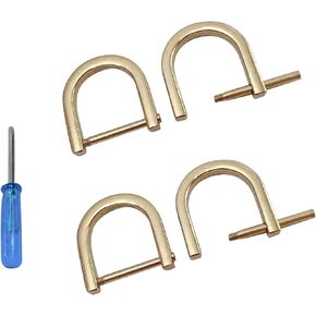 4Pcs D Ring with Closing Screw Replacement Screw Shackle Key U Shape D Rings Holder Horseshoe DIY Leather Craft Purse (Classic Gold,1inch)
