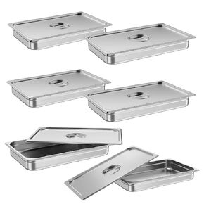 Garvee Full Size Steam Table Pans with Lid, 6-Pack 2.5 Inch Deep Restaurant Steam Table Pans Commercial, Anti-Jamming Hotel Pan Stainless Steel