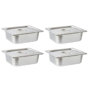 ERFEI Hotel Pans 1/2 Half Size Steam Table Pan 4-Pack Set for Commercial Restaurant Stainless Steel Food Pans Buffet Party Supplies