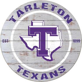 KH Sports Fan Tarleton State Texans Weathered Circle Sign, 20x20 Inches, Texans Decor for Dorm, Fan Cave, Living Room; Display Your Team Spirit with This Tarleton State University Texans Wall Art