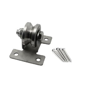 Heyous Bearing Four Hole Pulley Stainless Steel Roller Track Fixed Pulley for Ceiling Swing Sliding Doors Wire Rope or Cord Tools Traction (Small Size V)