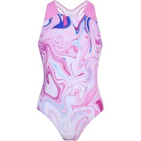 JESKIDS Girls One Piece Swimsuit Athletic Racerback Bathing Suit for Swimming 4-13 Years