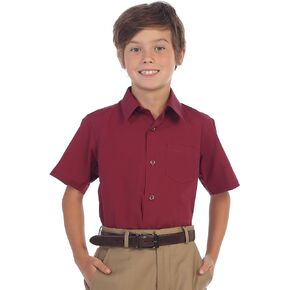 Gioberti Boy's Short Sleeve Solid Dress Shirt, Burgundy, 4