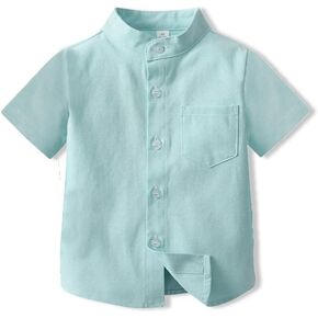 Moyikiss Studio Summer Toddler Baby Boys Short Sleeve Buttons Casual Blouse Tops Formal Dress Shirt