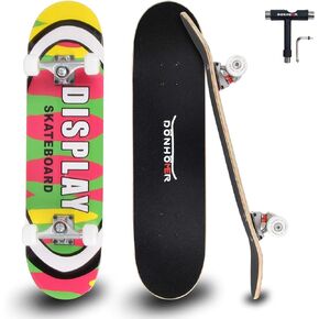 DONHOMER Skateboards 31" Standard Skateboard for Adults/Kids Girls/Boys with T-Tool