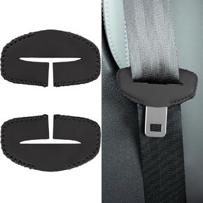 2PCS Seats Belt Buckle Cover,Anti-Scratch Leather Car Seats Belt Silencer Clip Holster,Car Seats Belt Buckle Cover Universal Interior Decor Accessories for Most Vehicles -Black