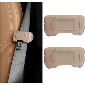 2 PCS Car Seat Belt Buckle Covers, Anti-Scratch Silicon Seat Belt Buckle Protector for Car Safety, Automotive Seat Belt Clips Cover for Van Truck, Interior Car Accessories (Beige)