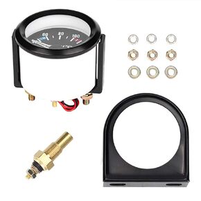 Car Water Temperature Gauge, 2 Inch 52mm Universal Water Temp Temperature Indicator Gauge Meter with Sensor for Auto Car Racer Truck