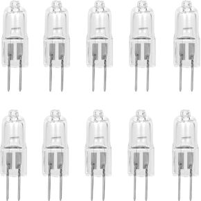Pack of 10 - 10 Watt 6V JC G4 Base Halogen Lamp 10W Bi-Pin Light Bulbs 6 Volt JC Laboratory Optical Microscope Lab Equipment Scope Camera Flashlight Clinic Medical Dentistry Video Lighting Replacement