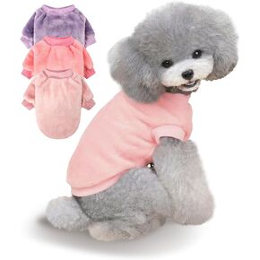 Dog Sweaters 2 Pack Clothes for Small Dogs Boy Girl XS Doggie Cat Shirts Winter Clothes Sweatshirt Puppy Coat Apparel (DarkPink-Lavender, X-Small)