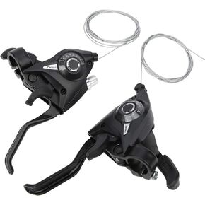 WBTY Brake Levers Shifter, 3x7 21 Speed Mountain Bike Shifters, Left Right Brake Lever Shifter Kit with Gear Indicator, Replacement with Shift Cable