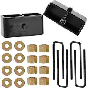 2" Rear Leveling Lift Block Kit w/Square U-Bolts Compatible with 2001-2010 Chevy Silverado & GMC Sierra 2500 HD, 2000-2010 GMC Yukon XL 2500, 2002-2006 Chevy Avalanche 2500, Set of 2 in Saudi Arabia