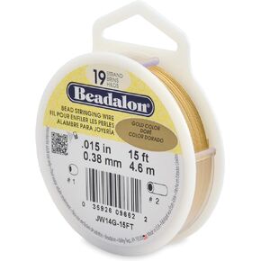 Beadalon 19-Strand 0.015" (0.38 mm) 15 ft (4.6 m) Gold Color Bead Stringing Wire