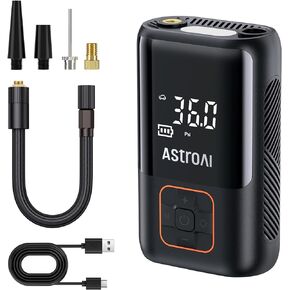 AstroAI Tire Inflator Portable Air Compressor Cordless Ultra-Lightweight Car Tire Pump 150 PSI Bike Pump with LED Lights & Digital Screen Air Pump for Cars, Motorcycles, E-Bikes, Balls Car Accessories