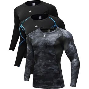Milin Naco Compression Shirts for Men Long Sleeve Compression Undershirts Dry Fit Compression Shirt Baselayer Rash Guard