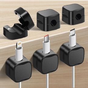 Windspeed Magnetic Cable Holder 6 Pack Magnetic Cable Organizer Clips for Desk Hide Phone Charging Cable Keeper Adhesive Charger Wire Holder for Home Office Desk Phone Car Wall Desktop