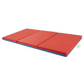ECR4Kids Premium Folding Rest Mat, 4-Section, 2in, Sleeping Pad, Blue/Red, 1-Piece