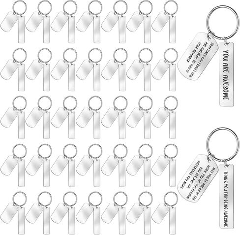 48 Sets Engravable Metal Blanks Keychain 1.9in and 1.5in Rectangular Key Rings Stainless Steel Stamping Blanks for Crafts Unfinished Hanging Tags Nameplate Keyring for DIY Craft in Saudi Arabia