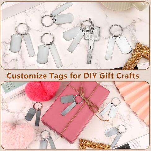 48 Sets Engravable Metal Blanks Keychain 1.9in and 1.5in Rectangular Key Rings Stainless Steel Stamping Blanks for Crafts Unfinished Hanging Tags Nameplate Keyring for DIY Craft in Saudi Arabia