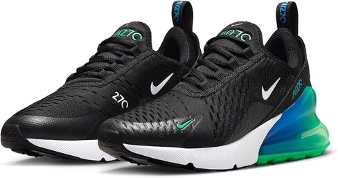 Nike Air Max 270 Big Kids' Shoes (FZ4356-001, Black/Malachite/Photo Blue/White) Size 5 in Saudi Arabia