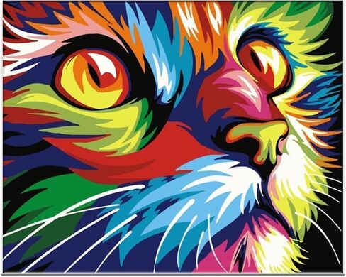 MAXBYE Colorful Cat Paint by Numbers Kit for Adults Beginners, Cat Head Painting Acrylic Adult Paint by Number Kit with Frame, DIY Arts and Crafts Kits for Home Wall Art Decor 8x12inch in Saudi Arabia