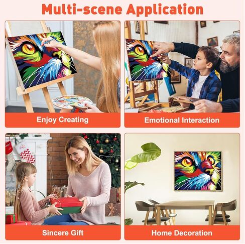 MAXBYE Colorful Cat Paint by Numbers Kit for Adults Beginners, Cat Head Painting Acrylic Adult Paint by Number Kit with Frame, DIY Arts and Crafts Kits for Home Wall Art Decor 8x12inch in Saudi Arabia