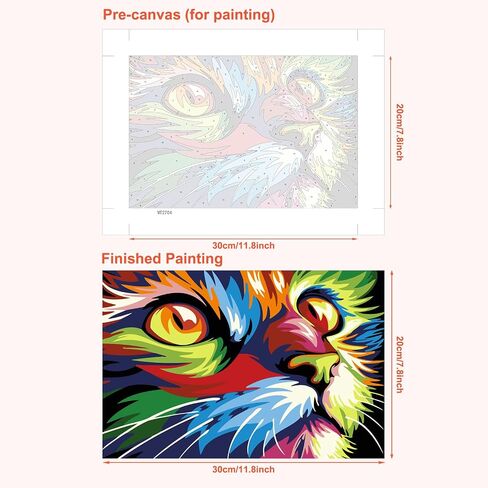 MAXBYE Colorful Cat Paint by Numbers Kit for Adults Beginners, Cat Head Painting Acrylic Adult Paint by Number Kit with Frame, DIY Arts and Crafts Kits for Home Wall Art Decor 8x12inch in Saudi Arabia