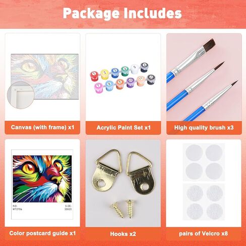 MAXBYE Colorful Cat Paint by Numbers Kit for Adults Beginners, Cat Head Painting Acrylic Adult Paint by Number Kit with Frame, DIY Arts and Crafts Kits for Home Wall Art Decor 8x12inch in Saudi Arabia