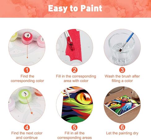 MAXBYE Colorful Cat Paint by Numbers Kit for Adults Beginners, Cat Head Painting Acrylic Adult Paint by Number Kit with Frame, DIY Arts and Crafts Kits for Home Wall Art Decor 8x12inch in Saudi Arabia