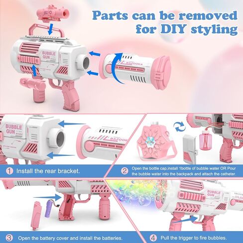 2 Pack Automatic Bubble Guns for Kids,Bubble Machine Gun for Toddlers 1-3 with LED Light&Music, No Dip Handheld Bubble Gun Party Favors Gifts, Summer Toy, Outdoors, Easter in Saudi Arabia