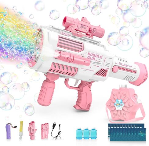 2 Pack Automatic Bubble Guns for Kids,Bubble Machine Gun for Toddlers 1-3 with LED Light&Music, No Dip Handheld Bubble Gun Party Favors Gifts, Summer Toy, Outdoors, Easter in Saudi Arabia
