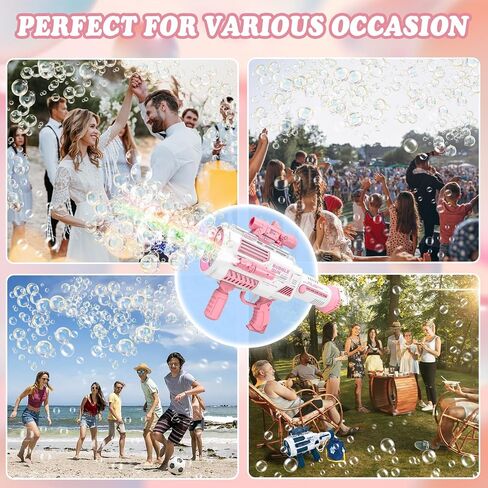 2 Pack Automatic Bubble Guns for Kids,Bubble Machine Gun for Toddlers 1-3 with LED Light&Music, No Dip Handheld Bubble Gun Party Favors Gifts, Summer Toy, Outdoors, Easter in Saudi Arabia