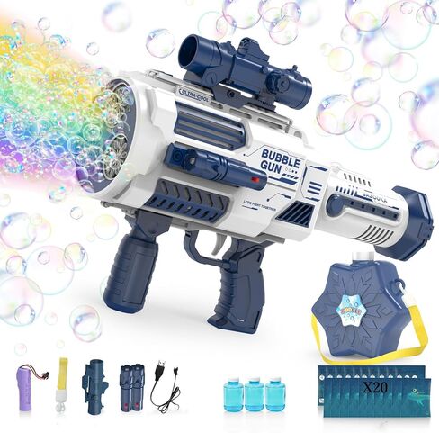 2 Pack Automatic Bubble Guns for Kids,Bubble Machine Gun for Toddlers 1-3 with LED Light&Music, No Dip Handheld Bubble Gun Party Favors Gifts, Summer Toy, Outdoors, Easter in Saudi Arabia