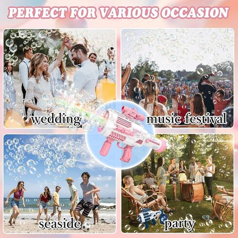 2 Pack Automatic Bubble Guns for Kids,Bubble Machine Gun for Toddlers 1-3 with LED Light&Music, No Dip Handheld Bubble Gun Party Favors Gifts, Summer Toy, Outdoors, Easter in Saudi Arabia