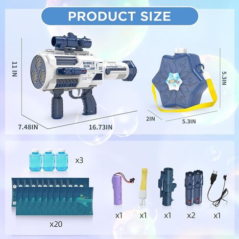 2 Pack Automatic Bubble Guns for Kids,Bubble Machine Gun for Toddlers 1-3 with LED Light&Music, No Dip Handheld Bubble Gun Party Favors Gifts, Summer Toy, Outdoors, Easter in Saudi Arabia