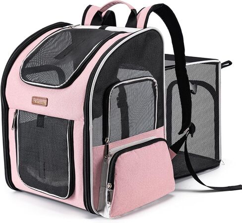 Cat Backpack Carrier, Dog Backpack Carrier for Small Dogs Medium Cats, Airline Approved Expandable Pet Backpack Carrier for Small Dogs Puppies Medium Cats Fit Up to 18 Lbs, Black in Saudi Arabia