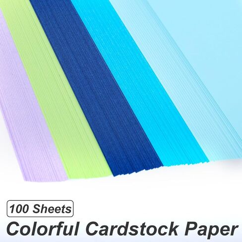MCPINKY 100 Sheets Cardstock Paper, Colored Construction Paper A4 Card Stock Craft Paper for Card Making Kids Art Crafts Scrapbooking in Saudi Arabia
