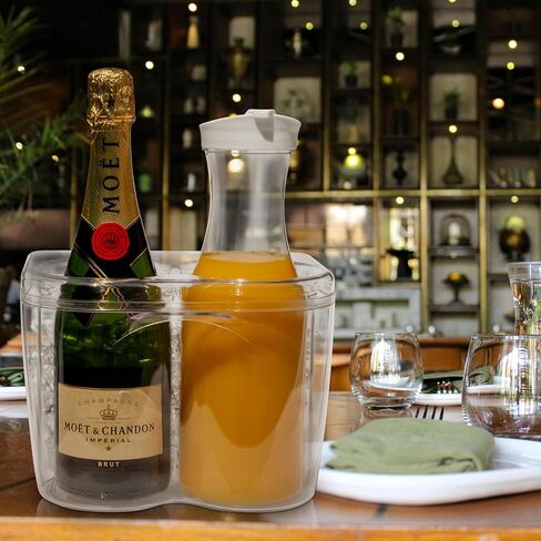 خادم زجاجات النبيذ المبرد بالثلج - مبرد زجاجات الشمبانيا والنبيذ 750 مل | دلو تبريد أنيق مقاوم للكسر للحفلات والمطابخ والحانات والأماكن الخارجية | يحافظ على برودة الزجاجات المبردة مسبقًا لفترة أطول in Kuwait