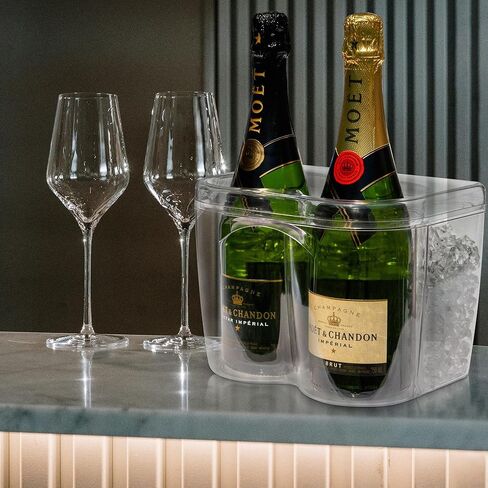 خادم زجاجات النبيذ المبرد بالثلج - مبرد زجاجات الشمبانيا والنبيذ 750 مل | دلو تبريد أنيق مقاوم للكسر للحفلات والمطابخ والحانات والأماكن الخارجية | يحافظ على برودة الزجاجات المبردة مسبقًا لفترة أطول in Kuwait