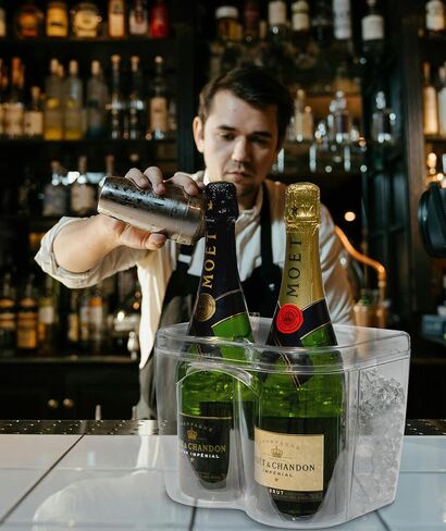 خادم زجاجات النبيذ المبرد بالثلج - مبرد زجاجات الشمبانيا والنبيذ 750 مل | دلو تبريد أنيق مقاوم للكسر للحفلات والمطابخ والحانات والأماكن الخارجية | يحافظ على برودة الزجاجات المبردة مسبقًا لفترة أطول in Kuwait