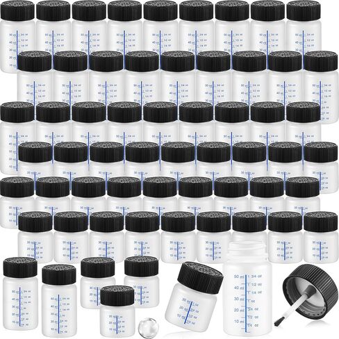Maxcheck 60 Pcs Touch up Paint Bottles with Applicator Brush and Lids 2 oz and 1 oz Liquid Capacity Plastic Leftover Touch up Paint Container with Mixing Ball for Fixing Wall Stone Chip Car Surface in Saudi Arabia