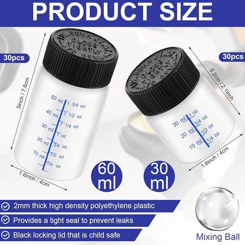Maxcheck 60 Pcs Touch up Paint Bottles with Applicator Brush and Lids 2 oz and 1 oz Liquid Capacity Plastic Leftover Touch up Paint Container with Mixing Ball for Fixing Wall Stone Chip Car Surface in Saudi Arabia