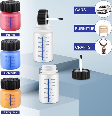 Maxcheck 60 Pcs Touch up Paint Bottles with Applicator Brush and Lids 2 oz and 1 oz Liquid Capacity Plastic Leftover Touch up Paint Container with Mixing Ball for Fixing Wall Stone Chip Car Surface in Saudi Arabia