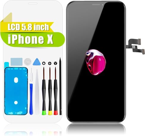 Goldwangwang for iPhone X Screen Replacement,5.8" 3D Touch LCD Screen Digitizer Replacement Fully Frame Display Assembly Set with Repair Tool kit + Tempered Glass Screen Protector + Instruction in Saudi Arabia