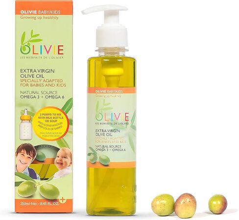 Colic Relief Drops for Newborns, Vegan Omega 3 Olive Oil Supplement for Infants, Babies, Toddlers, and Kids by Olivie | Organic Extra Virgin Olive Oil | 250 ml Pump Bottle in Saudi Arabia